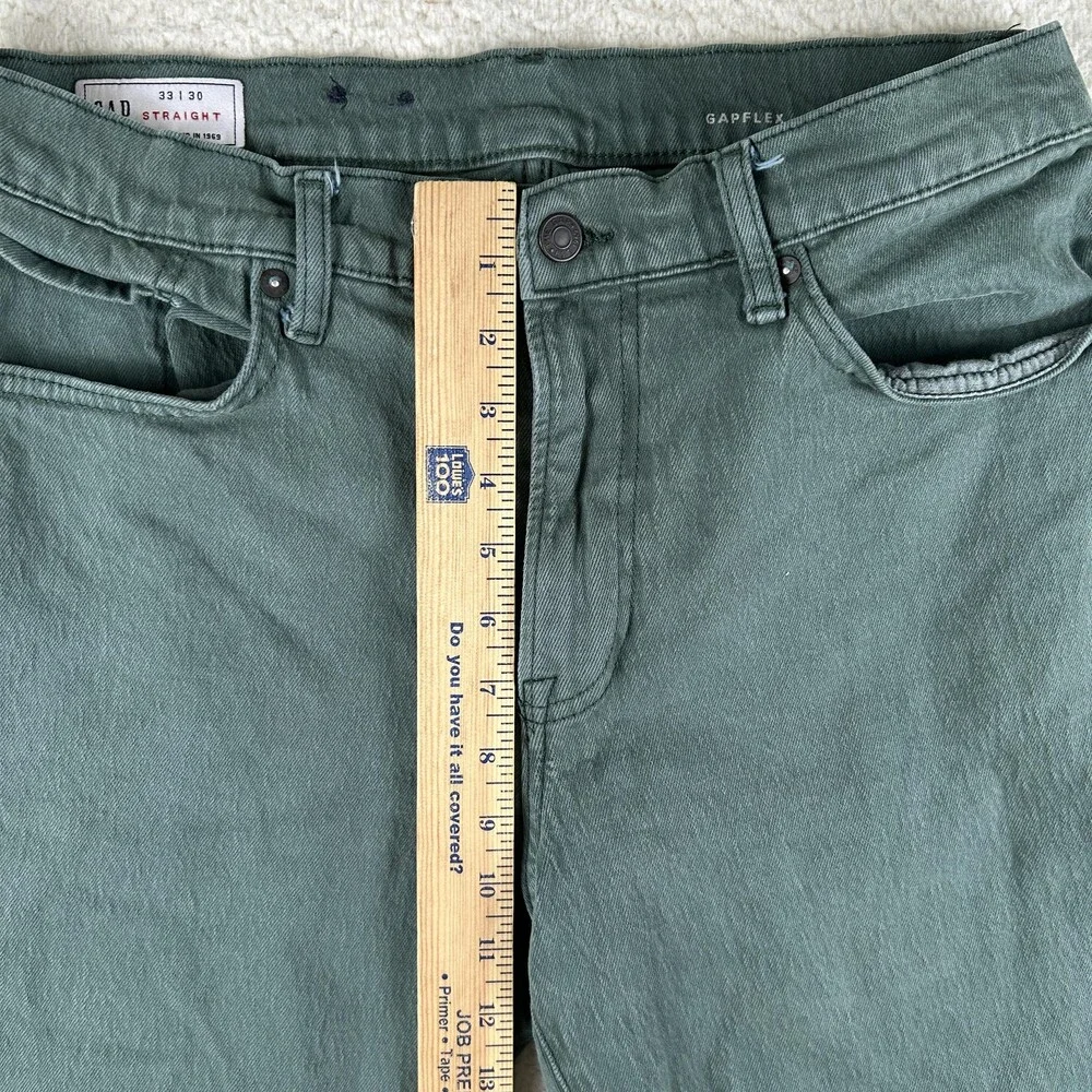 Gap GapFlex Straight Jeans Mens 33x30 Medium Wash Green Denim Stretch Zip Fly